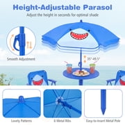Infans Kids Picnic Table, Outdoor Table&Chair Set, 2 Folding Chairs&Adjustable Umbrella