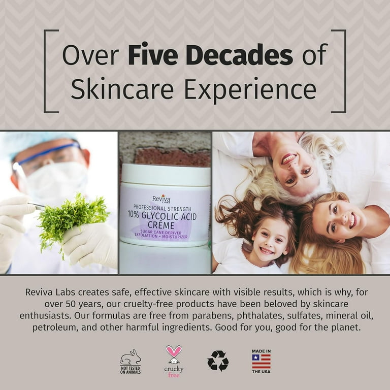 Reviva Labs Face Skin Care - 10% Glycolic Acid Night Cream, Anti
