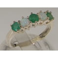 thumbnail image 2 of LBG British Made 18k White Gold Natural Emerald & Opal Womens Eternity Ring - 33 size options - Size 9.25, 2 of 7
