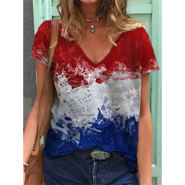 Camiseta con estampado de Graffiti para mujer, Tops holgados de manga corta con cuello en V, camiseta informal Vintage para mujer, Jersey Tie Dye de calle 2022