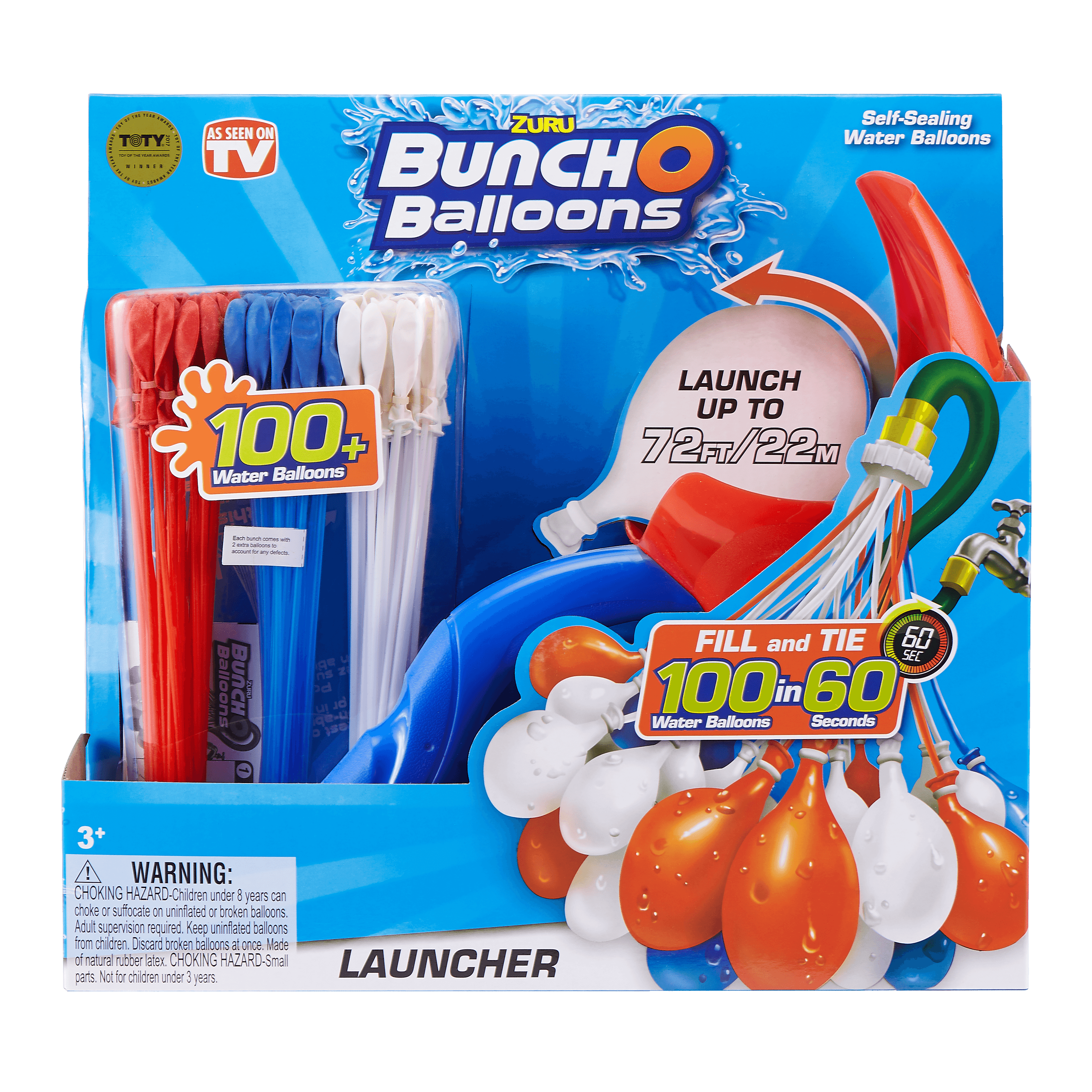 Bunch o Balloons 100 Water Balloons with Balloon Launcher Zuru Red White & Blue 