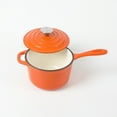 thumbnail image 3 of HAWOK Enameled Cast Iron Mini Saucepan, 1QT Saucepan with Lid and Long Handle, Orange, 3 of 4