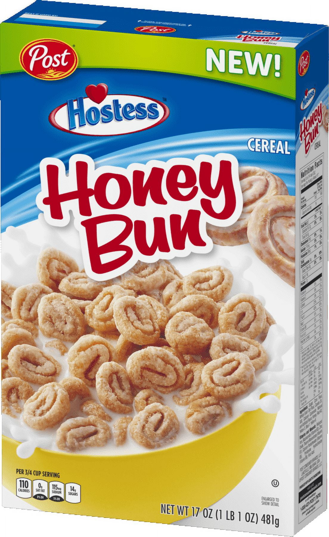 Post, Hostess Honey Bun Breakfast Cereal, Cinnamon Roll, 17oz