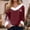 Red, variant on JFGHDG Snowflake Print V Neck White Fuzzy Trim Long Sleeve Women Christmas Winter Casual Top Brick Red S