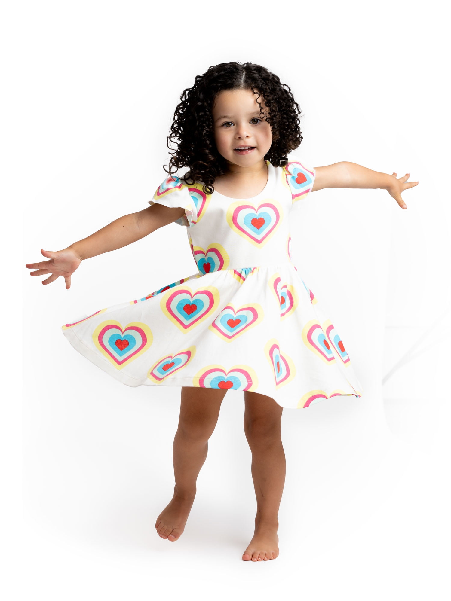 Paris Hilton x Monica + Andy Organic Cotton Baby & Toddler Short Sleeve Let's Dance Dress, Sizes 12 Months-5T