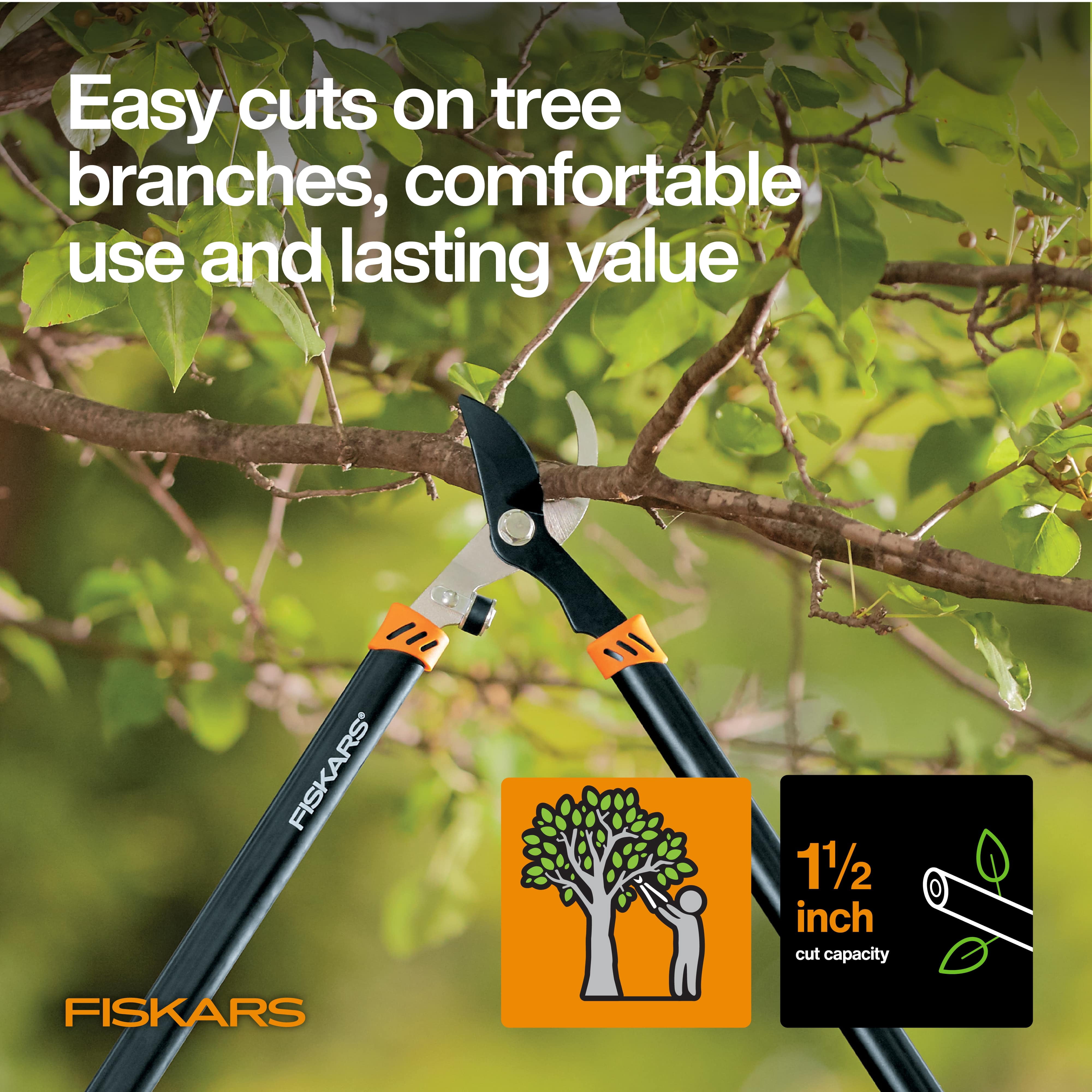 Fiskars Lopper and Pruner Garden Tool 3-Piece Set with Stainless Steel Blades, Black and Orange