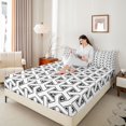 thumbnail image 3 of Manfei Modern Geometric Line Bed Sheets, Triangle Fuul Size Sheets, Black White, Black Reversible 4 Pieces1 Flat Sheet + 1 Fitted Sheet + 2 Pillowcases, 3 of 6