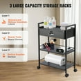thumbnail image 6 of KFFKFF Salon Storage Cart, 3-Level Stylist Station with Secure Drawer, Crafted from MDF, Mobile Unit with Four Casters (Two with Locks) for SPA, Tattoo Parlors, and Hairdressers, 6 of 9