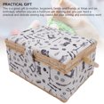 thumbnail image 4 of Sewing Basket Organizer, Flexible Rotation Safe 2 Layer Expansion Sewing Basket with Foldable Wooden Handle for Crafting Tools White Bottom Needlework Pattern, 4 of 7