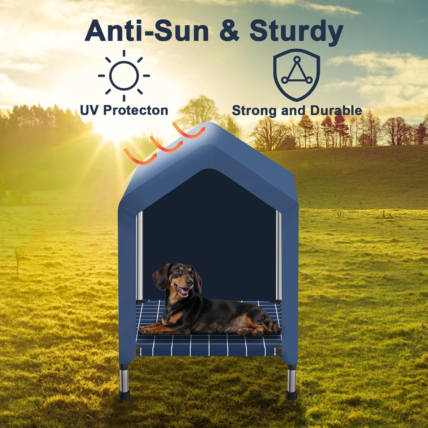 Elevated Dog House for Outdoor or Indoor - Waterproof Dog Tent Cat House, Dog Sunshade Tent, Pet House with Removable Cover, Suitable for Medium Cats Dogs