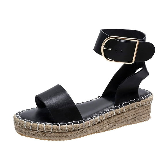 yulier Women's Espadrille Platform Wedge Sandals Open Toe Buckle Ankle Strap Espadrilles Flatform Wedge Casual Summer Sandal