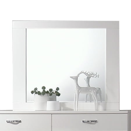 Dresser Top Mirror - Acme Adair Beveled Dresser Mirror in White Frame