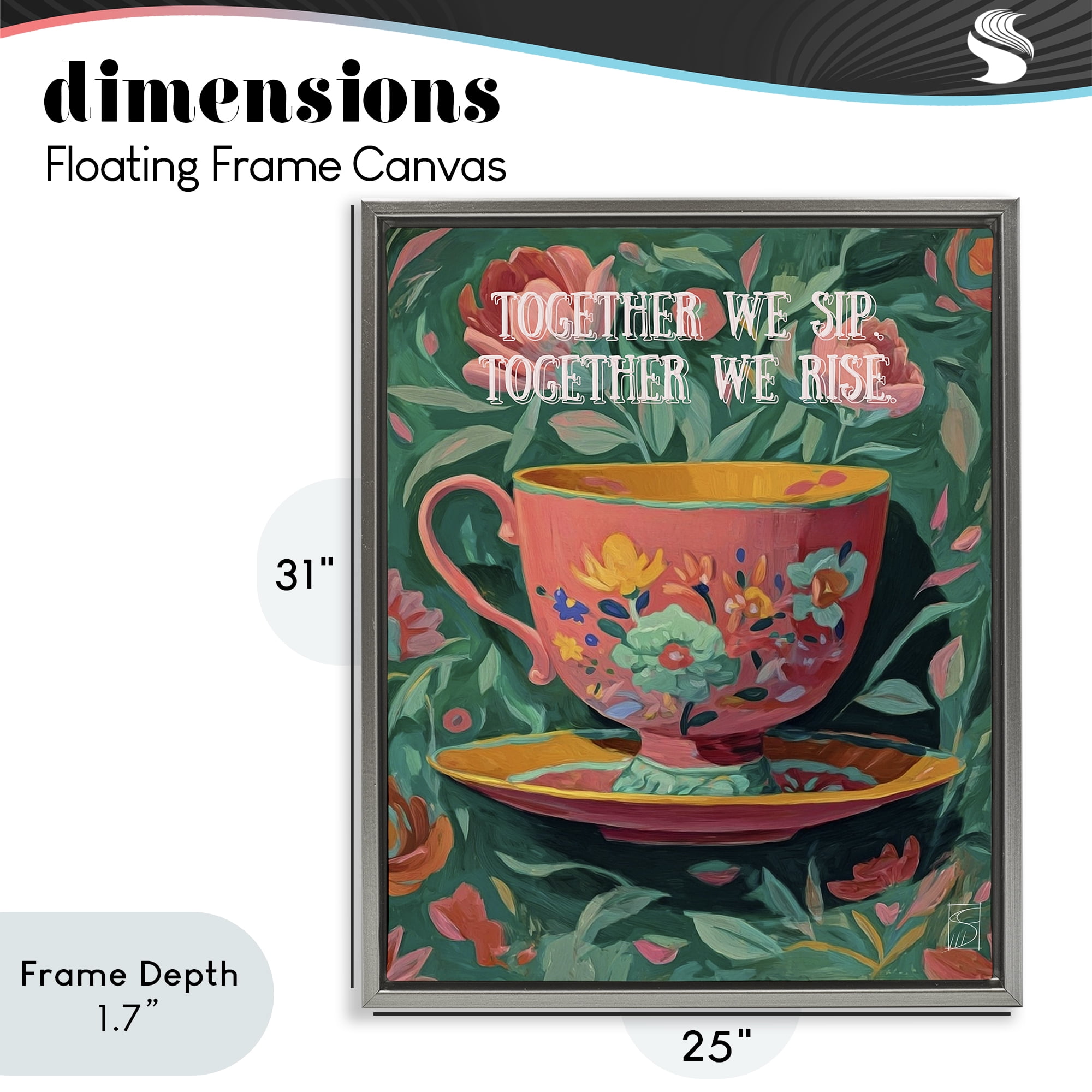 Stupell Industries Together We Sip & Rise Gray Framed Floater Canvas Wall Art, design by Sara Culpepper