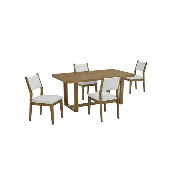 Darla 5Pc 72"W Rectangular Walnut Oak Wood Finish Sled Dining Set