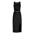 thumbnail image 4 of pimelu Dresses for Women Womens Summer Dresses Sexy Hollow out Party Club Bodycon Knee-Length Dress Summer Casual Solid Sleeveless Crewneck Girls Midi Dress, 4 of 6