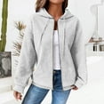 thumbnail image 6 of Breezora Ladies Casual Waffle Knit Hooded Jacket Loose Fit Drawstring Comfortable Fall Winter Outerwear Coat S Size White, 6 of 7