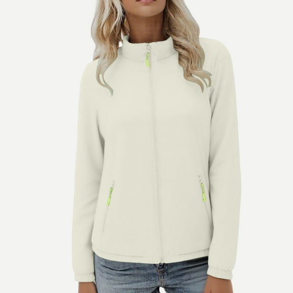 Ynynloco Women's Athletic Running Jacket Sports Outdoor Tops Long Sleeve Full Zip Lightweight Pockets Jackets for Walks Workout Hiking Golf