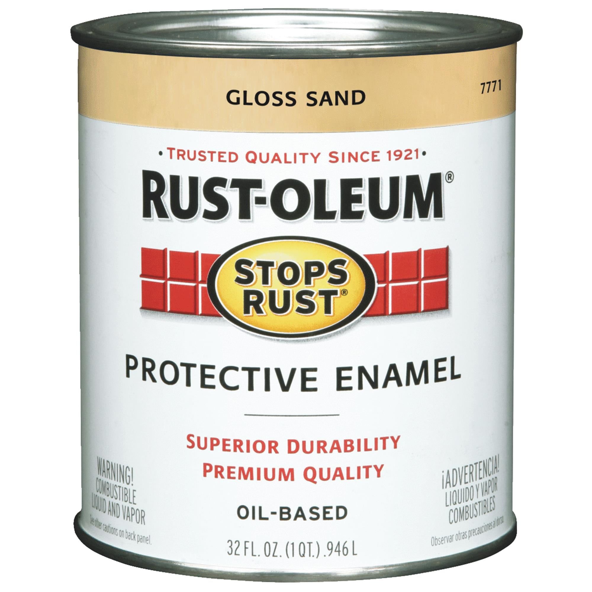 RUSTOLEUM STOPS RUST 7771502 Protective Enamel, Sand, Gloss, 1 qt Can