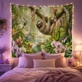 thumbnail image 2 of Sloth Hanging on Mossy Branch with Waterfall in Tropical Forest, Dreamy Fantasy for Wildlife Lovers, Botanical Wall Art Decor, Housewarming Gift, Tapestry Wall Hanging for Living Room and Bedroom, 2 of 7