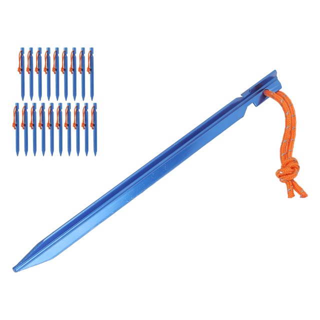 Tent Stakes V Shape Heavy Duty Tent Peg With Ropes For Outdoor Camping Tent Accessories Blue