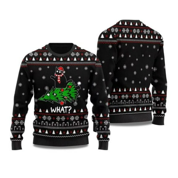 2025 What Black Cat 3D Christmas Sweater