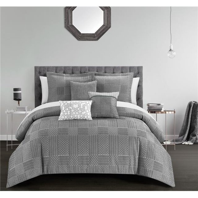 Chic Home BCS21113-US 6 Piece Jodee Comforter Set, Gray - King Size