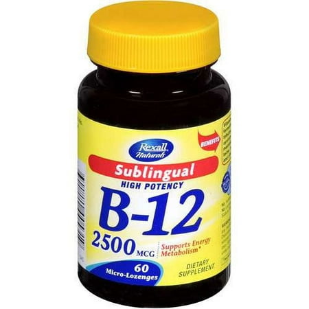 Rexall Naturals: Dietary Supplement Sublingual High Potency B-12, 60 ct