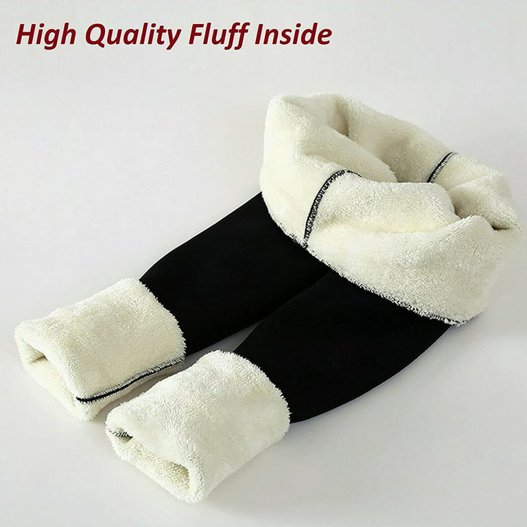 OSLEI Womens Fleece Lined Leggings, New Thermal Winter Black Thick Fur  Fleece Lined Legging 