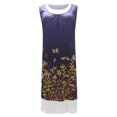 thumbnail image 4 of HKEJIAOI Floral Dress for Women Offres Liquidation Robes Décontractées Women's Summer Mode Décontractée Col Rond Imprimé Sans Manches Épissage Dress Bleu Foncé, 4 of 6