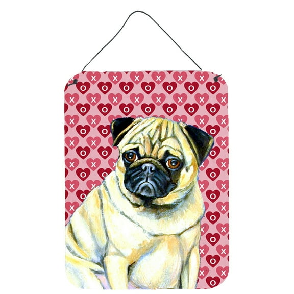 Carolines Treasures LH9162DS1216 Pug Hearts Love and Valentines Day Portrait Wall or Door Hanging Prints 12WX16H