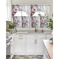 thumbnail image 5 of Spring Floral Kitchen Curtains Sets 24 Inch Length with Valance, Wildflower Pastoral Leaves Wooden Grain Swag Valances and Tiers Curtain Set Drapes Swag Curtains for Living Room, Bathroom, Bedroom, 5 of 6