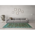 thumbnail image 3 of Ahgly Company Machine Washable Indoor Rectangle Oriental Turquoise Blue Industrial Area Rugs, 7' x 10', 3 of 4