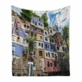 thumbnail image 1 of Austria Soft Flannel Fleece Throw Blanket, Hundertwasser House in Vienna Tourism Architecture European Landmark Buildings, Cozy Plush for Indoor and Outdoor Use, 50" x 70", Multicolor, by Ambesonne, 1 of 5
