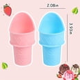 thumbnail image 3 of Duslogis 4 Pcs Ice Cream Cone Scoop, Mini Ice Cream Cones Reusable, Plastic Ice Cream Cones Kids Holder, Food Grade Ice Cream Plastic Cup Spoon For Birthday Party, Gifts For Kids, 3 of 7