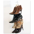 thumbnail image 1 of New Improved System- Boot Stax: Vertical Hanging Boot Rack, Boot Storage, Boot Organizer: 1 Vertical Rod That Swivels + 6 Silver Boot Hangers (Silver), 1 of 5