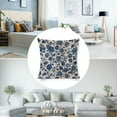 thumbnail image 5 of Decorative Bed Pillows Indigo Blue Japanese Floral Pillow Protector 18"x18" Watercolor Floral Farmhouse Pillow Covers Decor for Sofa Couch, 5 of 7
