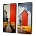 thumbnail image 3 of Designart "Landscape Barns Rural Collage V" Barns Framed Wall Art Set Of 2 - Red Architecture Framed Canvas Set For Living Room Decor, 3 of 7