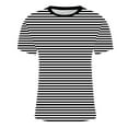 thumbnail image 4 of MIUOWANP Men's Short Sleeve Shirts Striped Print Stylish Plus Size Sports and Fitness Performance Tops Size L(8)Black, 4 of 5