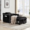 thumbnail image 2 of Folding Bed Chair In Black: Adjustable To Recliner Or Single Adult Bed, Modern Velvet Upholstery Threeone Black Bed: With , Turns Into , And Bed. Back Comfortable, 2 of 6