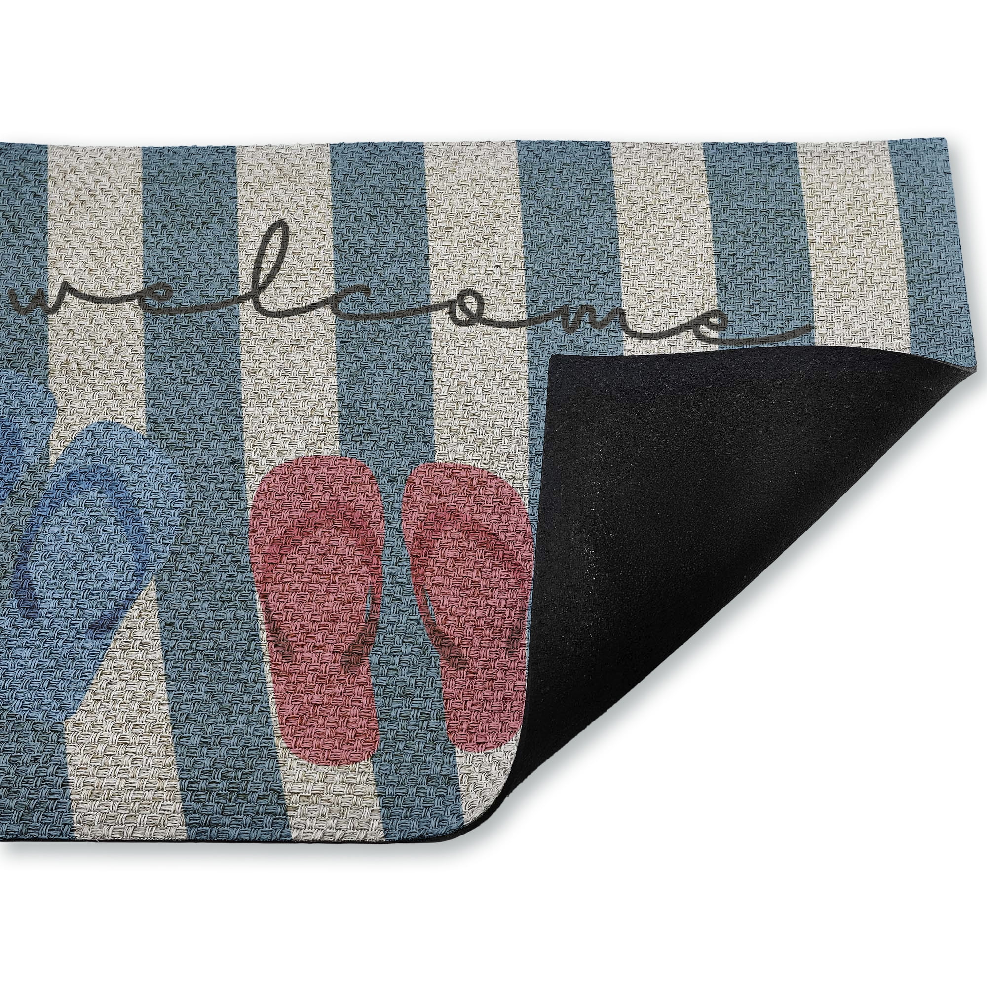 Stupell Industries Flip Flops Summer Welcome Printed Outdoor Imitation Sisal Floor Mat, design by Lil' Rue