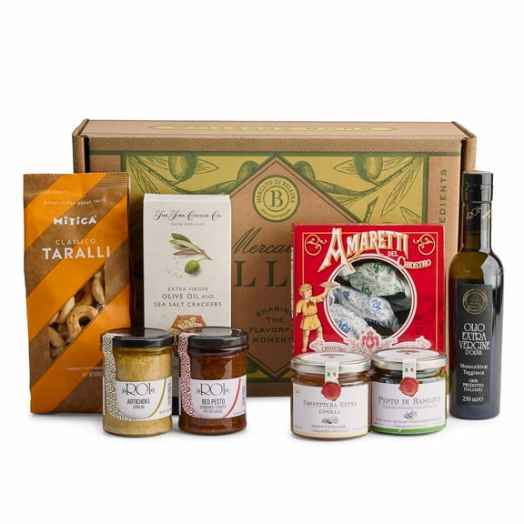 Mercato di Bellina Happy Hour Italian Gift Basket - Gourmet Charcuterie Gift Baskets - Just Pair with Wine, Ideal Food Gift Basket