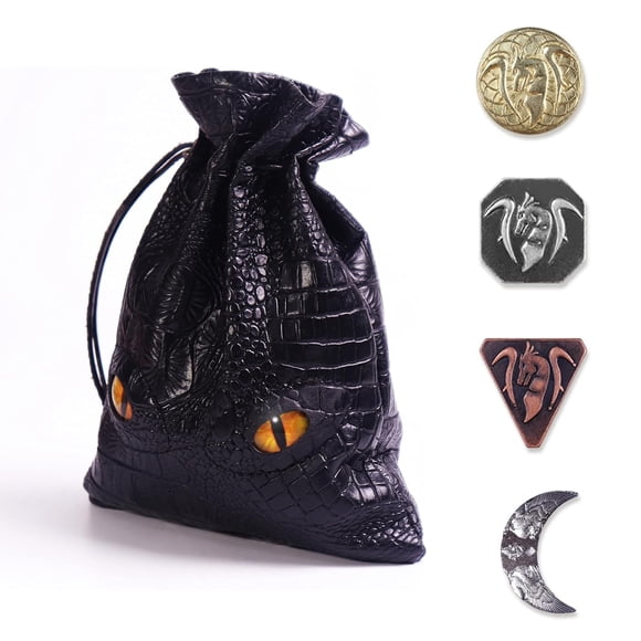 Juego de monedas DND Byhoo 145 unidades con bolsa de piel para RPG Tablelap