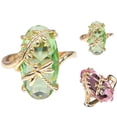 thumbnail image 2 of Femmes Chics Libellule Feuille Ovale Faux Gemme Twist Doigt Bague Cadeau de Bijoux de Mariage, 2 of 8