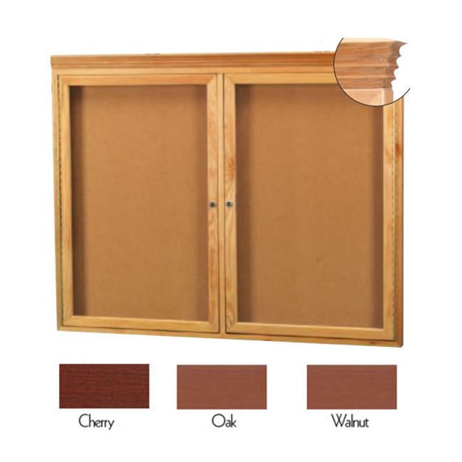 Aarco Products Enclosed Bulletin Board with Walnut Frame and Crown