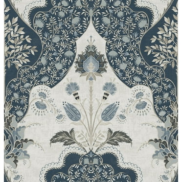 A-Street Prints Auden Dark Blue Floral Grandeur Wallpaper