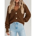 thumbnail image 4 of Women's Chunky Knit Open Front Sweater Long Sleeve Button Loose Short Cardigan Outerwear Coats, 4 of 15