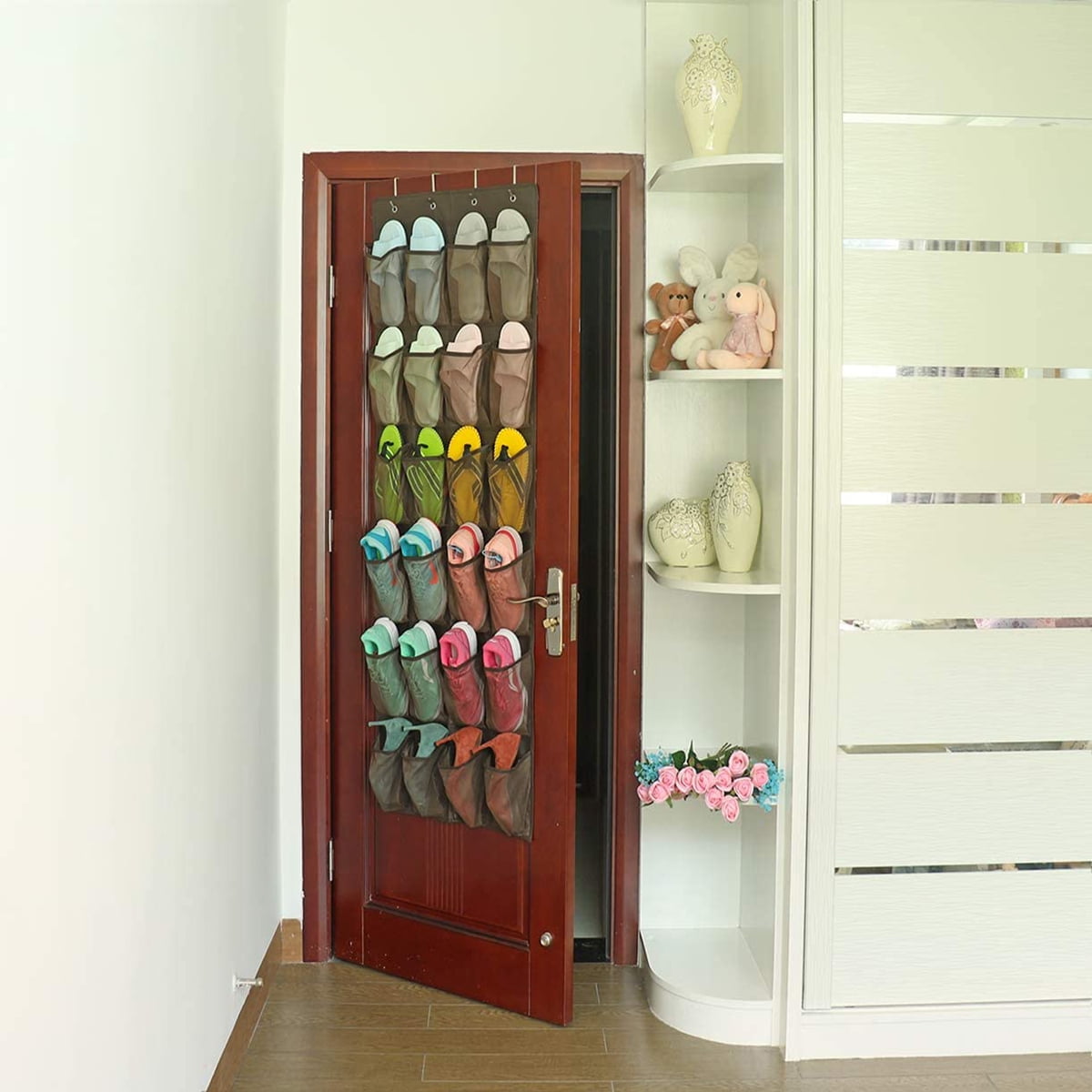 Door Organizers for Shoes, 24 Mesh Pocket Shoe Organizer for Home