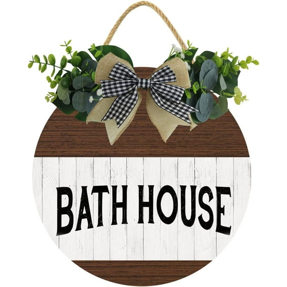 Eveokoki 12" Bath House Sign, Bath Art,Bathroom Wall Decoration Sign, Bathroom Wall Decor,Funny Bathroom Wall Art,Guest Bathroom Decor