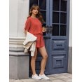 thumbnail image 3 of Wrongduck Women's Elegant Ribbed Romper 2026 Short Sleeve Loose Fit Jumpsuit with Keyhole Back and Pockets Vacation Beach One Piece Outfit, 3 of 13