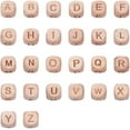 thumbnail image 4 of 104pcs (4 Sets) 12mm Alphabet Wooden Beads 26-Letter Wood Beads Natural Beech Square Wooden Beads Wooden Loose Beads with Initial Letter for Jewelry Making and DIY Crafts White DIY, 4 of 9